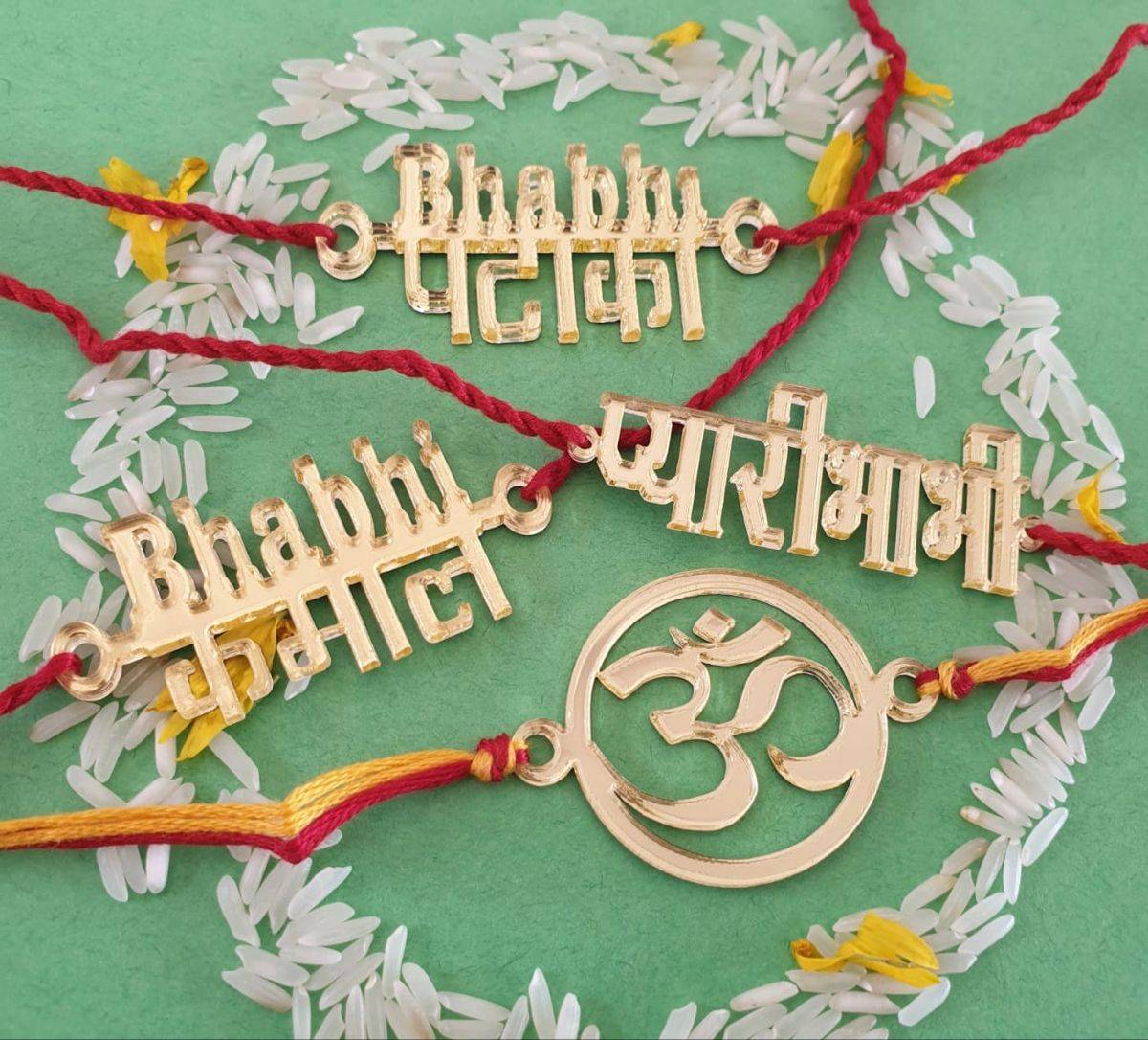 Handmade Rakhi bracelet with custom nameplate charm – KraftedKey