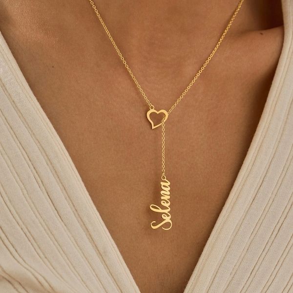 Elegant Heart Nameplate Necklace – Personalized Women’s Jewelry