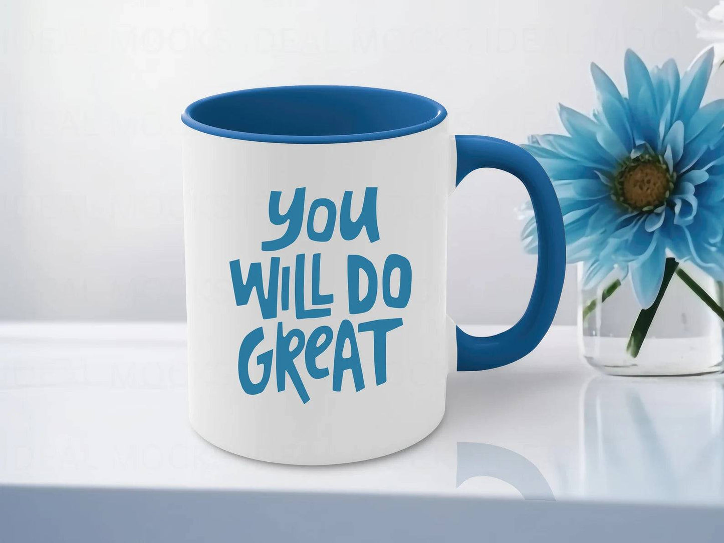 unique personalized coffee mug with colorful handle and inside