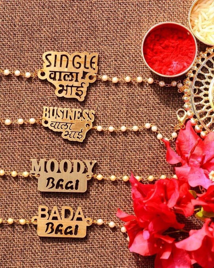 Personalized rakhi bracelet with gold plating and traditional thread – KraftedKey