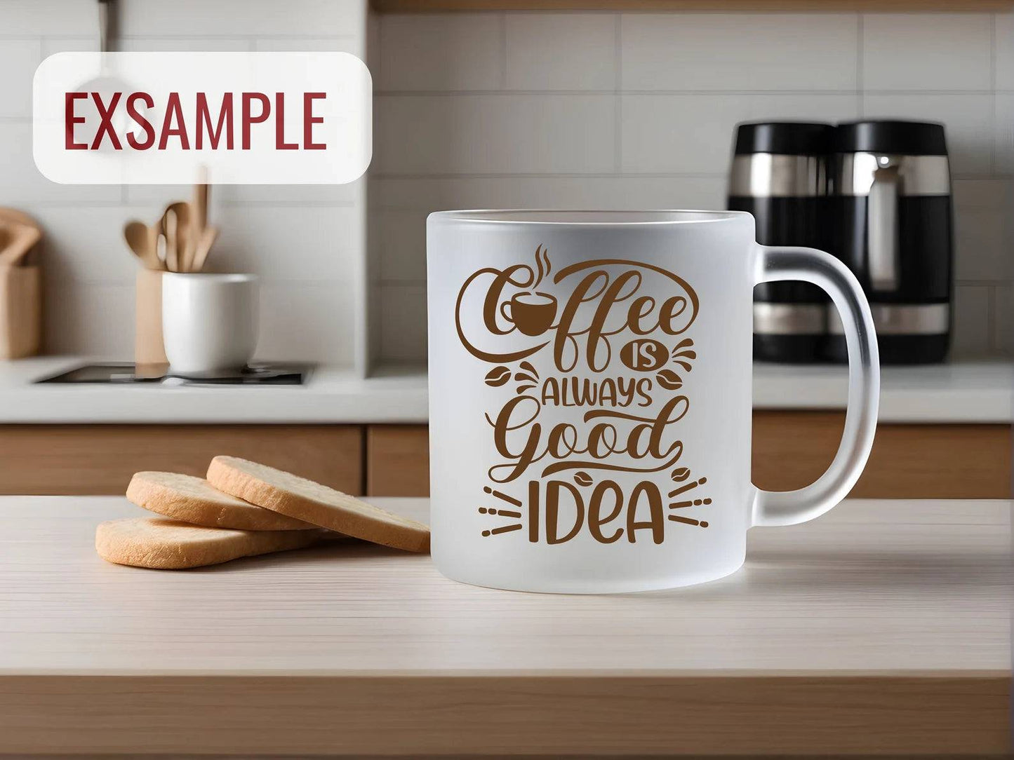 320ml frosted glass tea and coffee mug personalized name print