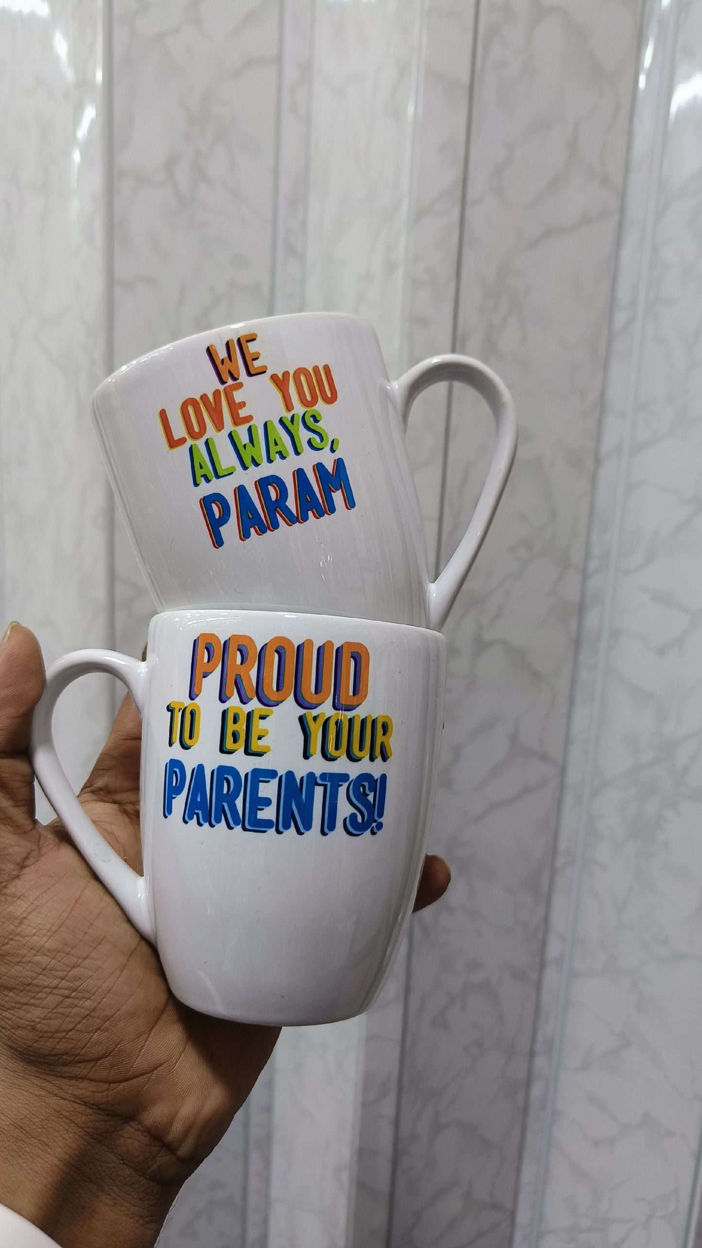 microwave safe personalized Corelle mug with handle
