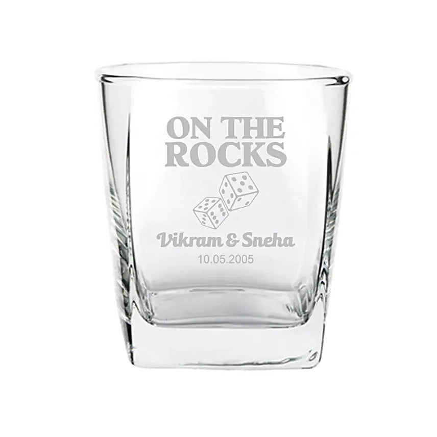 laser engraved whiskey glass with smooth rim and polished edges
