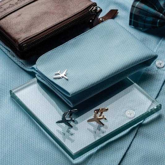 sleek polished aeroplane cufflinks for men KraftedKey