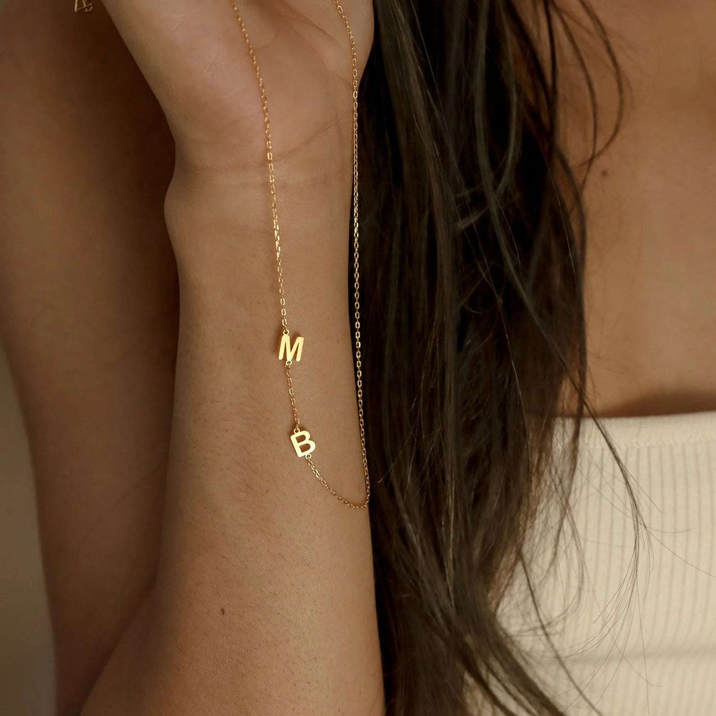 Personalized double letter pendant necklace in sideways design – KraftedKey