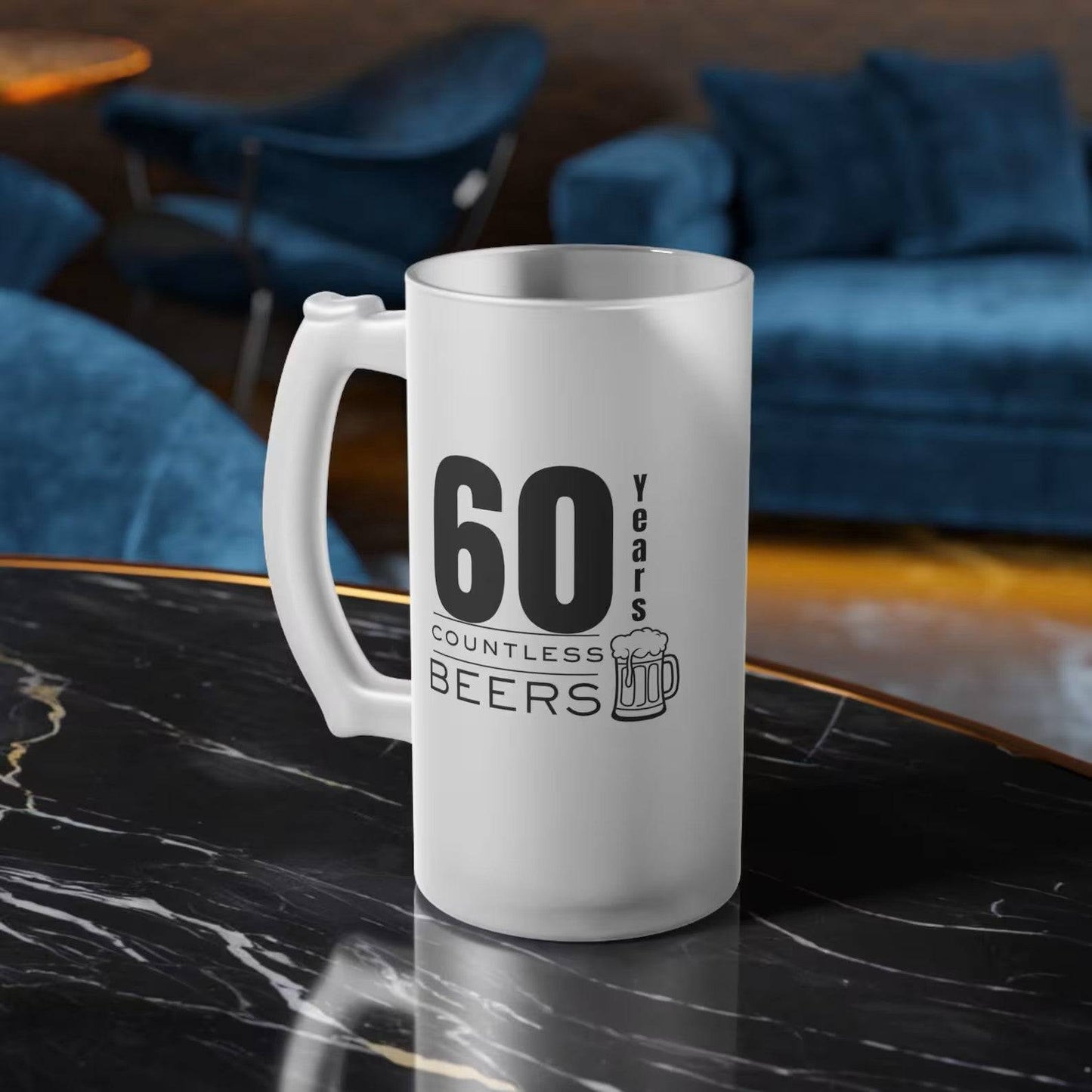 custom frosted glass mug with matte finish and handle KraftedKey