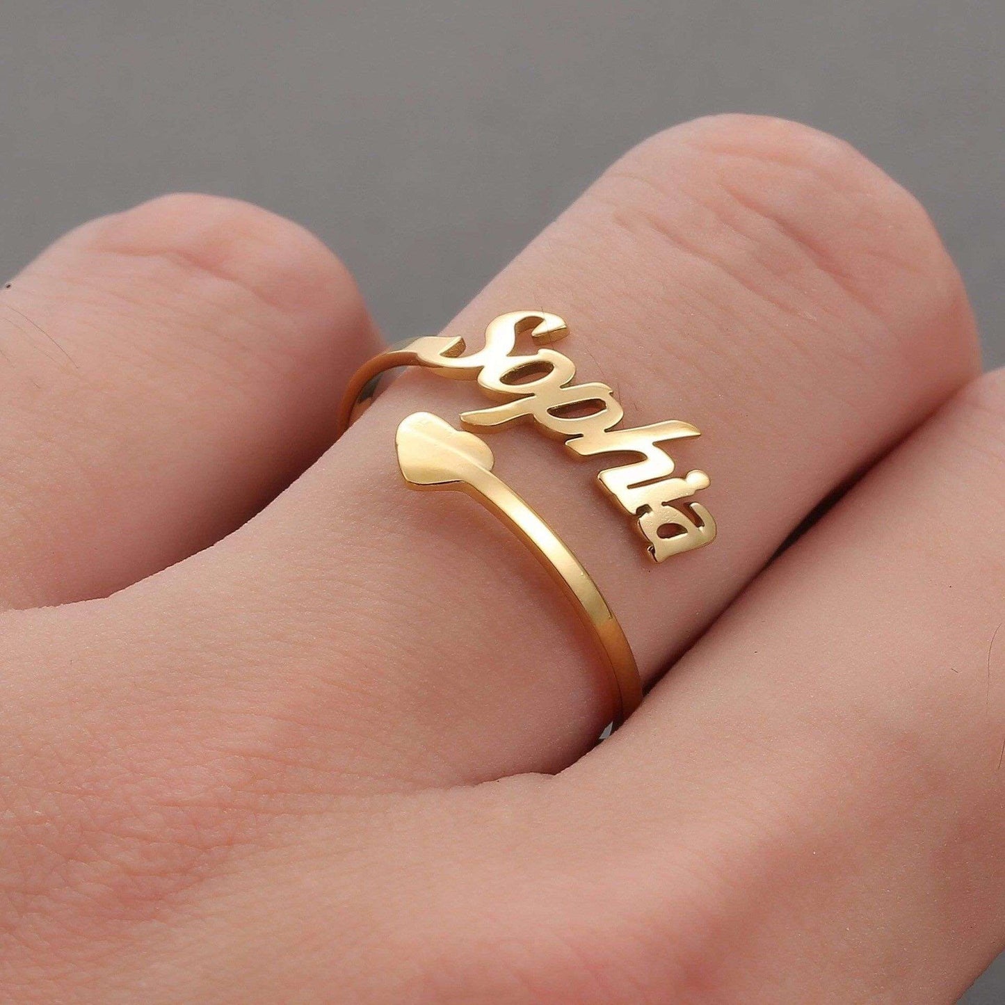 Heart ring adjustable band, unique personalized accessory