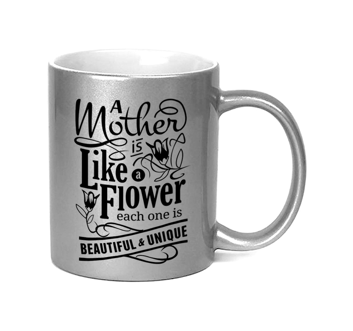 Custom Silver Mug showcasing sleek metallic shine and personalized design details., Premium 320ml ceramic silver mug with a glossy finish, ready for customized text and photo uploads., Elegant silver mug featuring a lustrous metallic finish and bespoke design options for a refined look., High-quality custom silver mug designed with a chip-resistant coating and versatile personalization features., Sophisticated silver drinkware perfect for corporate gifting with customizable messaging and imagery.