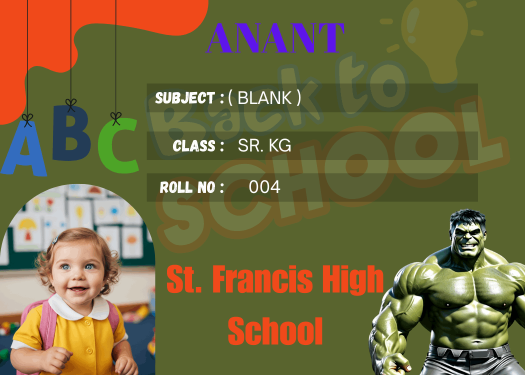 Custom school labels with superhero theme