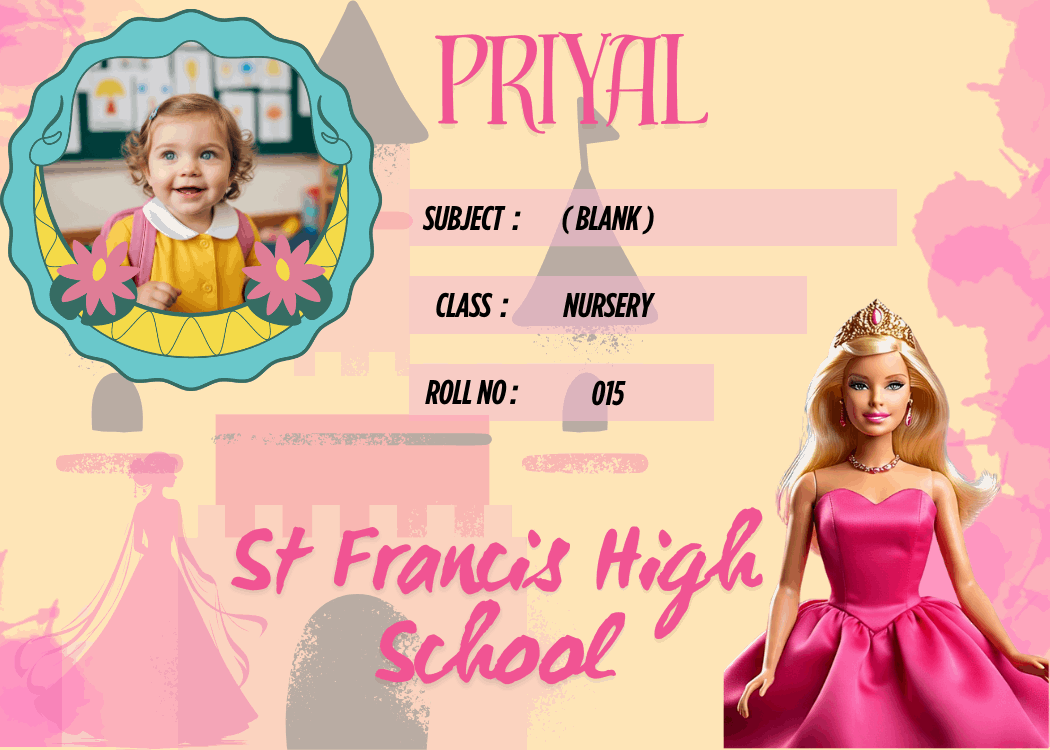 Vibrant Barbie school name slip for children – KraftedKey