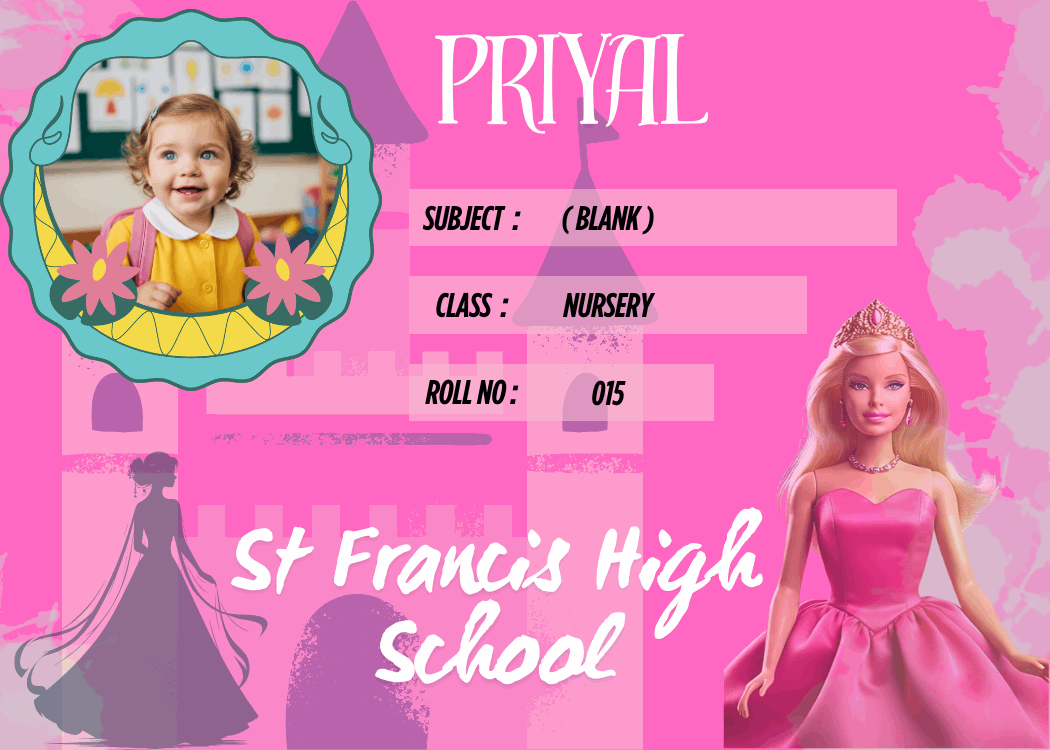 Custom kids name tag featuring Barbie print – KraftedKey