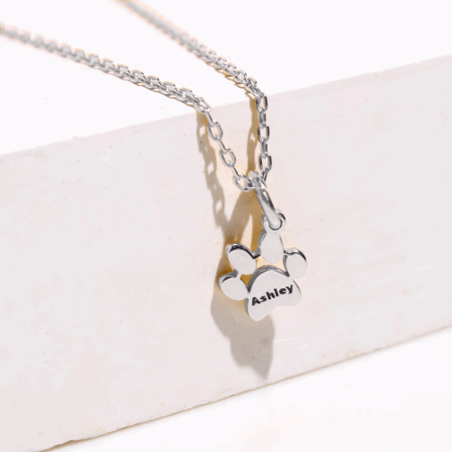 Personalized paw name pet pendant necklace – gold option
