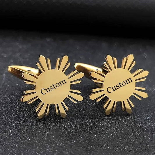 elegant floral cufflink with name engraving KraftedKey