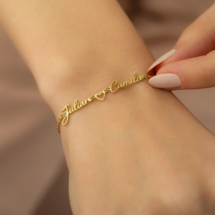 Matching couple bracelets with personalized heart pendants, perfect romantic gift