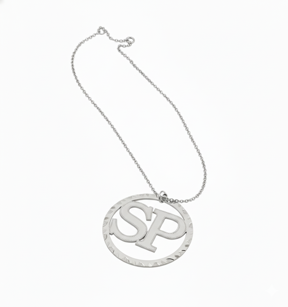 Minimalist double letter necklace in silver finish by KraftedKey.
