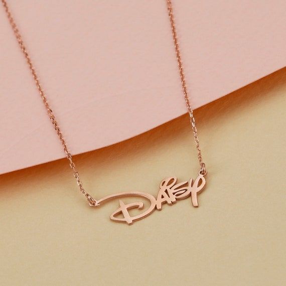Rose gold Disney inspired name pendant, elegant design
