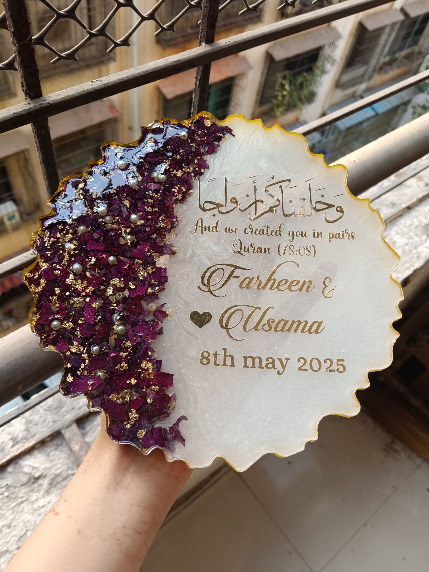 Custom handmade resin frame with unique message – gift for birthday or anniversary