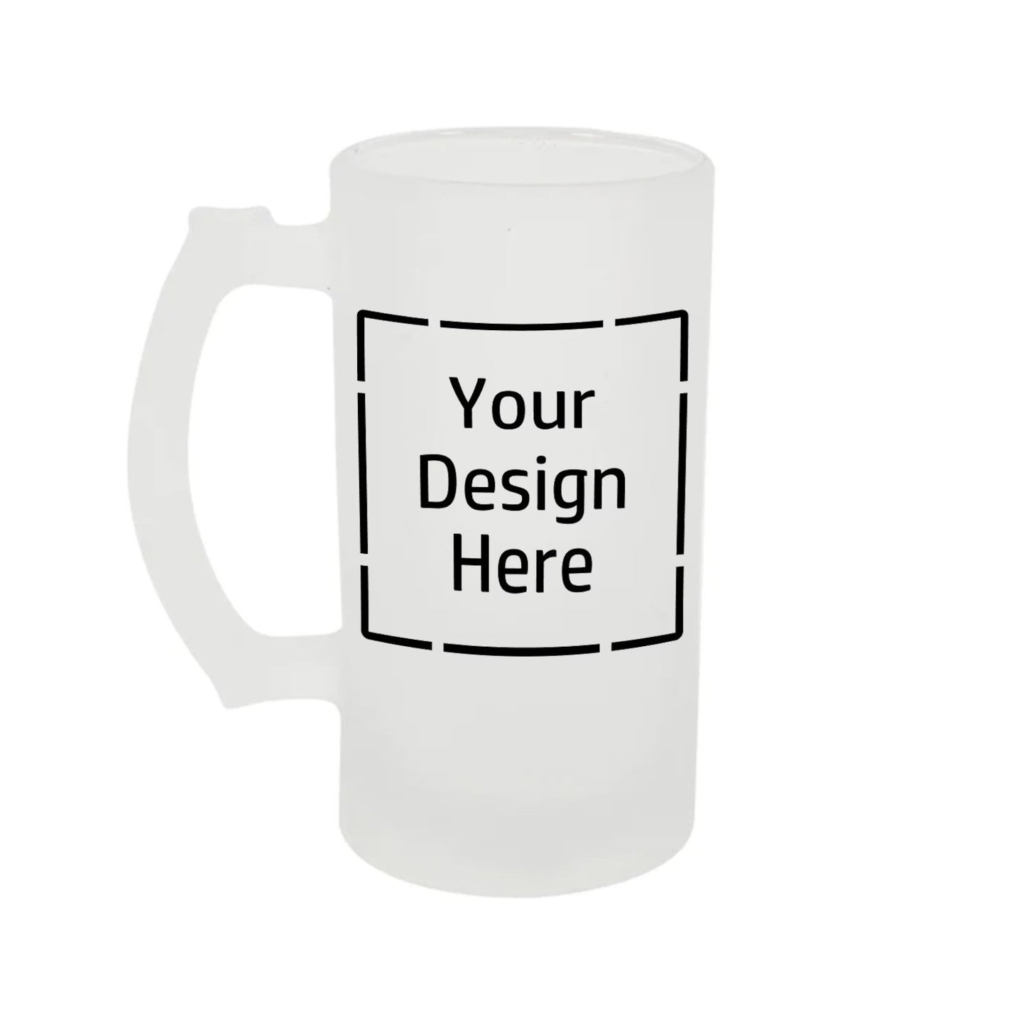 sturdy frosted beer mug with personalized logo and message