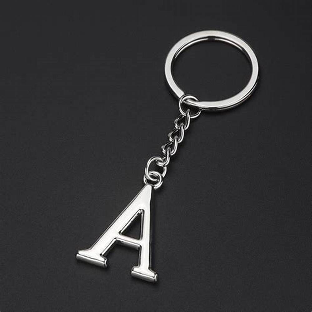 Black single letter keychain, elegant custom engraving