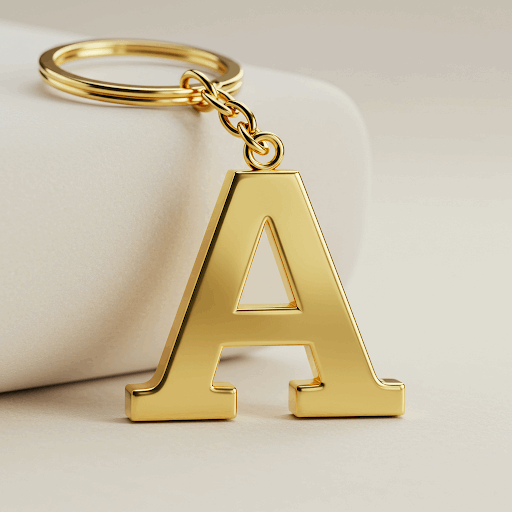 Alphabet keychain with personalized letter, on bag accessory
