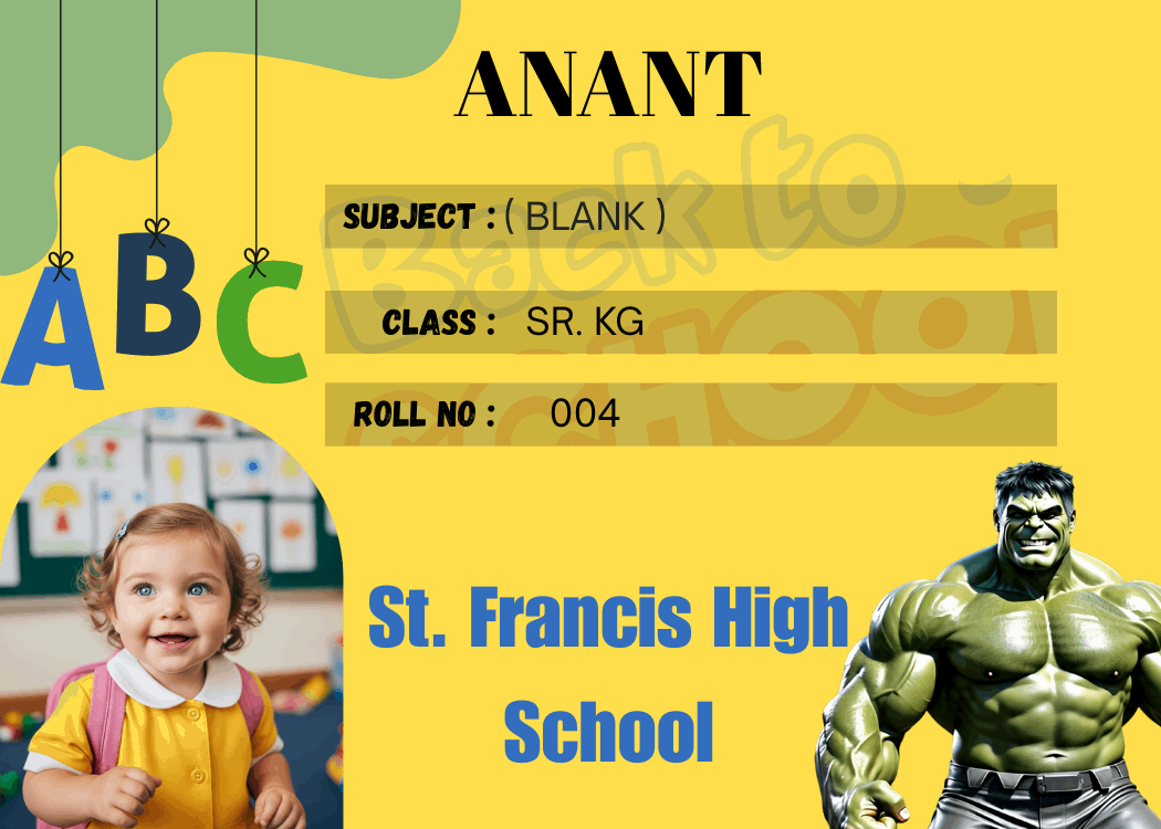 Custom school labels with superhero theme