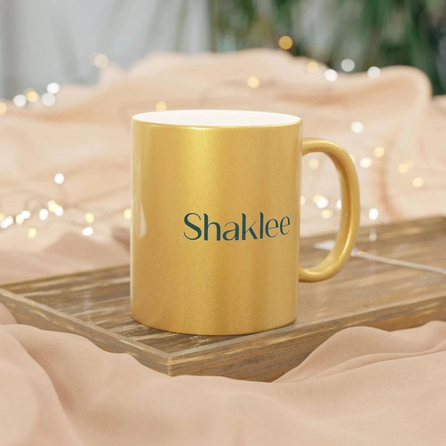 premium 320ml golden mug with glossy finish and custom print