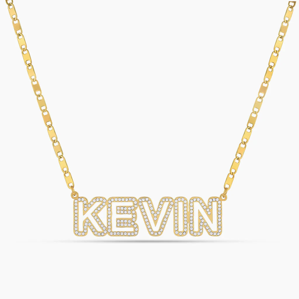 ICED-OUT BLOCK NAME PENDANT