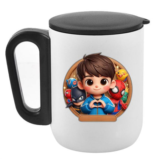 Custom 180 ml insulated stainless-steel mug with personalized photo, logo, or message – perfect for gifting and daily use.