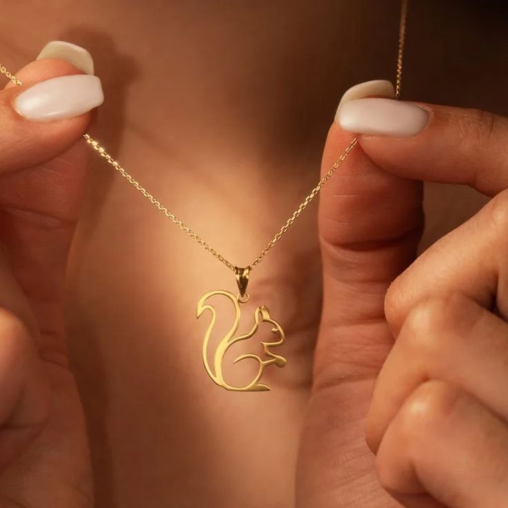 Unique squirrel charm necklace gift by KraftedKey for her