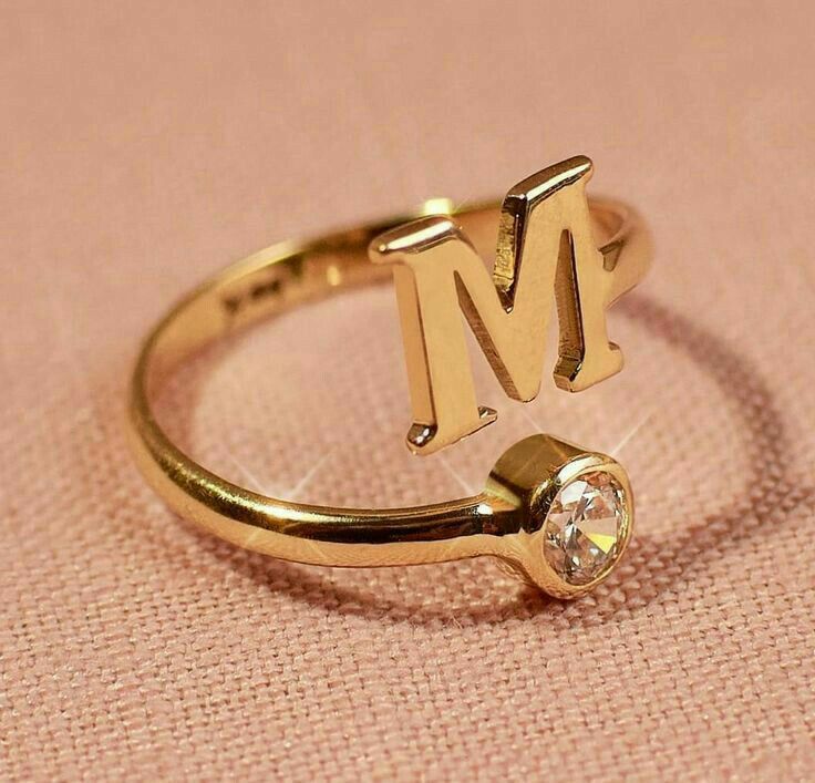 Single Letter Ring with Diamond - Elegant Personalization