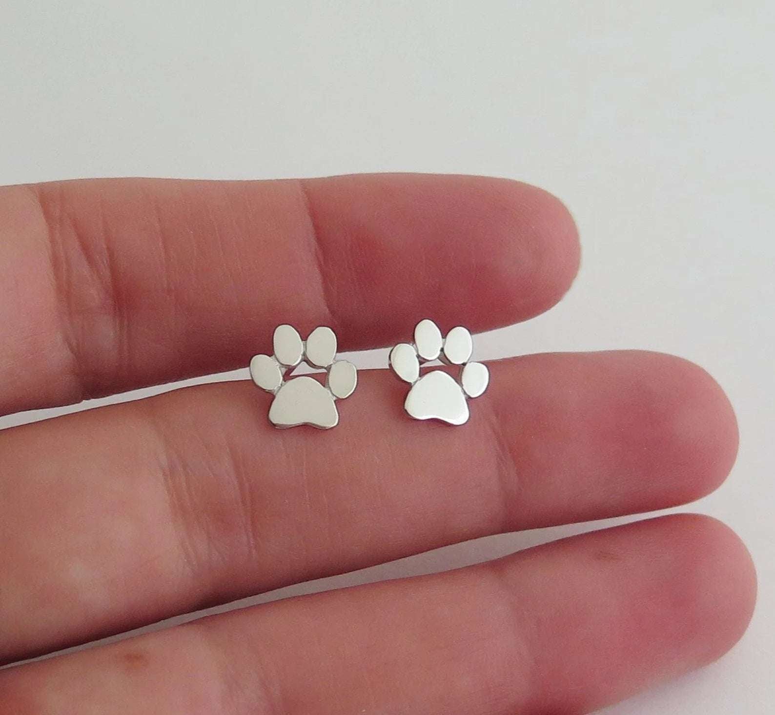 Personalized paw stud earrings