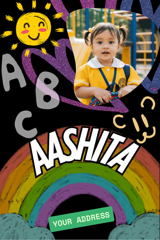 Personalized acrylic bag tag for children – superhero theme
