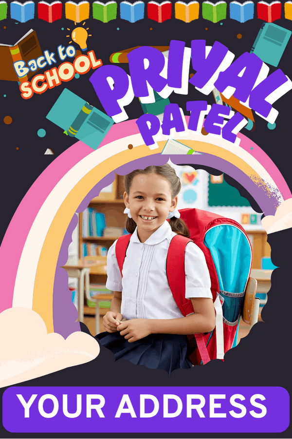 Personalized Rainbow School Bag Name Tags – Custom Waterproof Kids Bag Labels with Address - KraftedKey