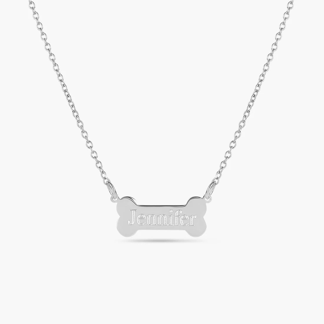 Dog Bone Engraved Pendant Necklace – Personalized Custom Name Jewelry