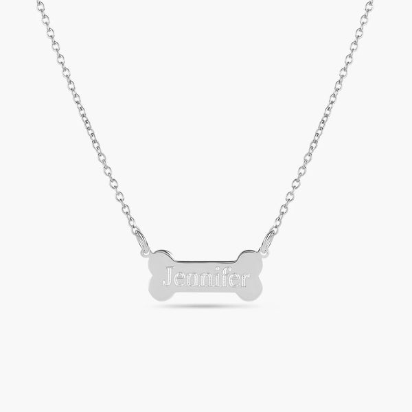 Dog Bone Engraved Pendant Necklace – Personalized Custom Name Jewelry - KraftedKey