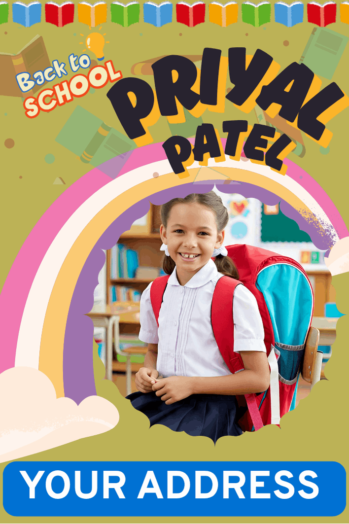 Personalized Rainbow School Bag Name Tags – Custom Waterproof Kids Bag Labels with Address