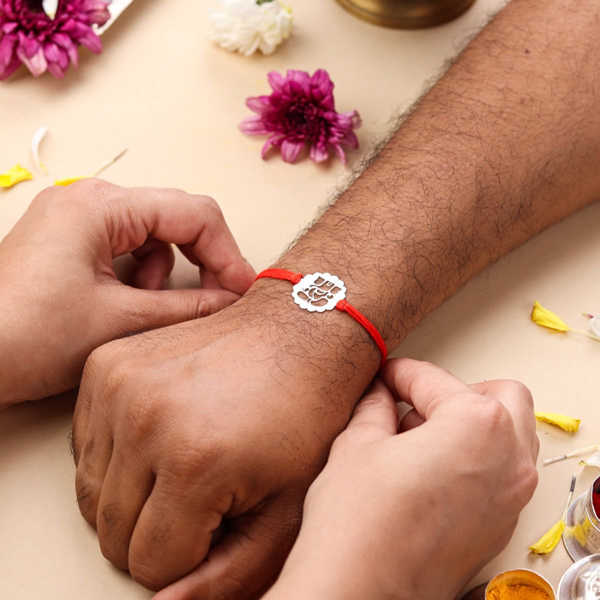 Handcrafted Rakhi with laser precision cut, ideal for modern festive gifting