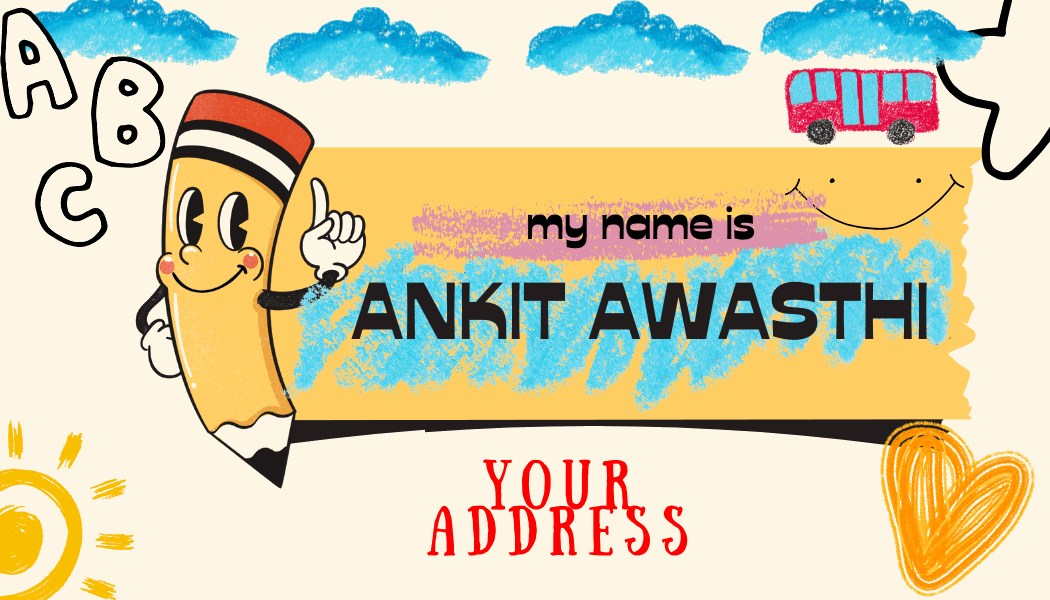 Simple Blob Pencil Illustration Name Tag – Custom Personalized Bag Label