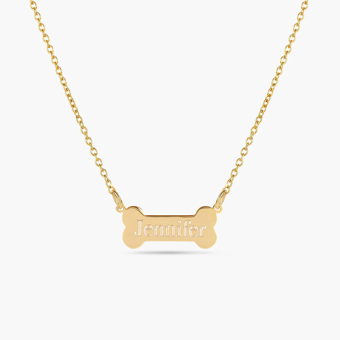 Dog Bone Engraved Pendant Necklace – Personalized Custom Name Jewelry