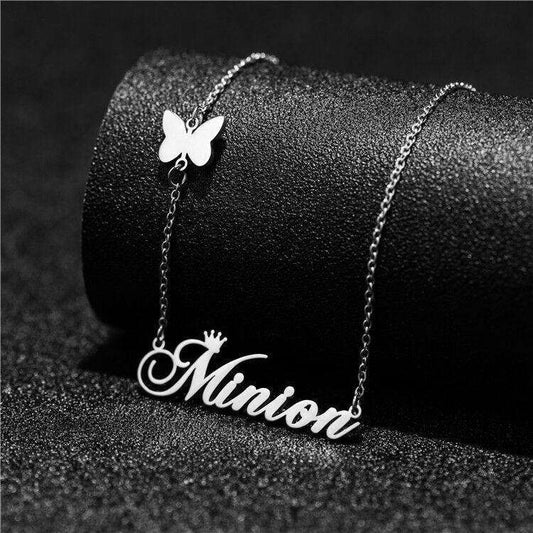 Unique necklace featuring crown and butterfly charm, gift for her