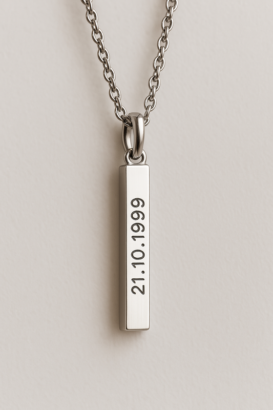 VERTICLE BAR BIRTHDATE/ANNIVERSARY PENDANT