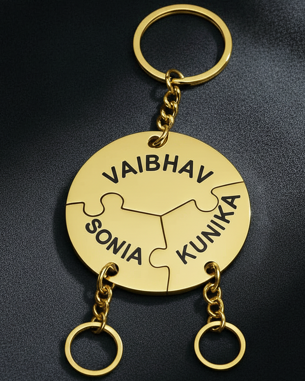 Circle Name Puzzle - Forever Together Bond Keychain