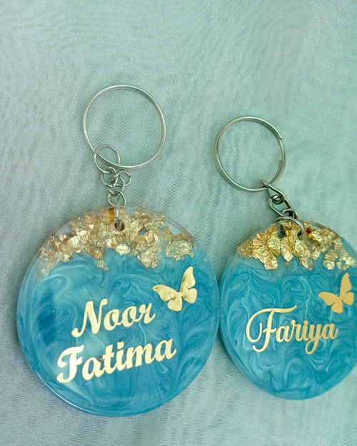 Custom Round Resin Keychain with Name or Initial – Personalized Gift - KraftedKey