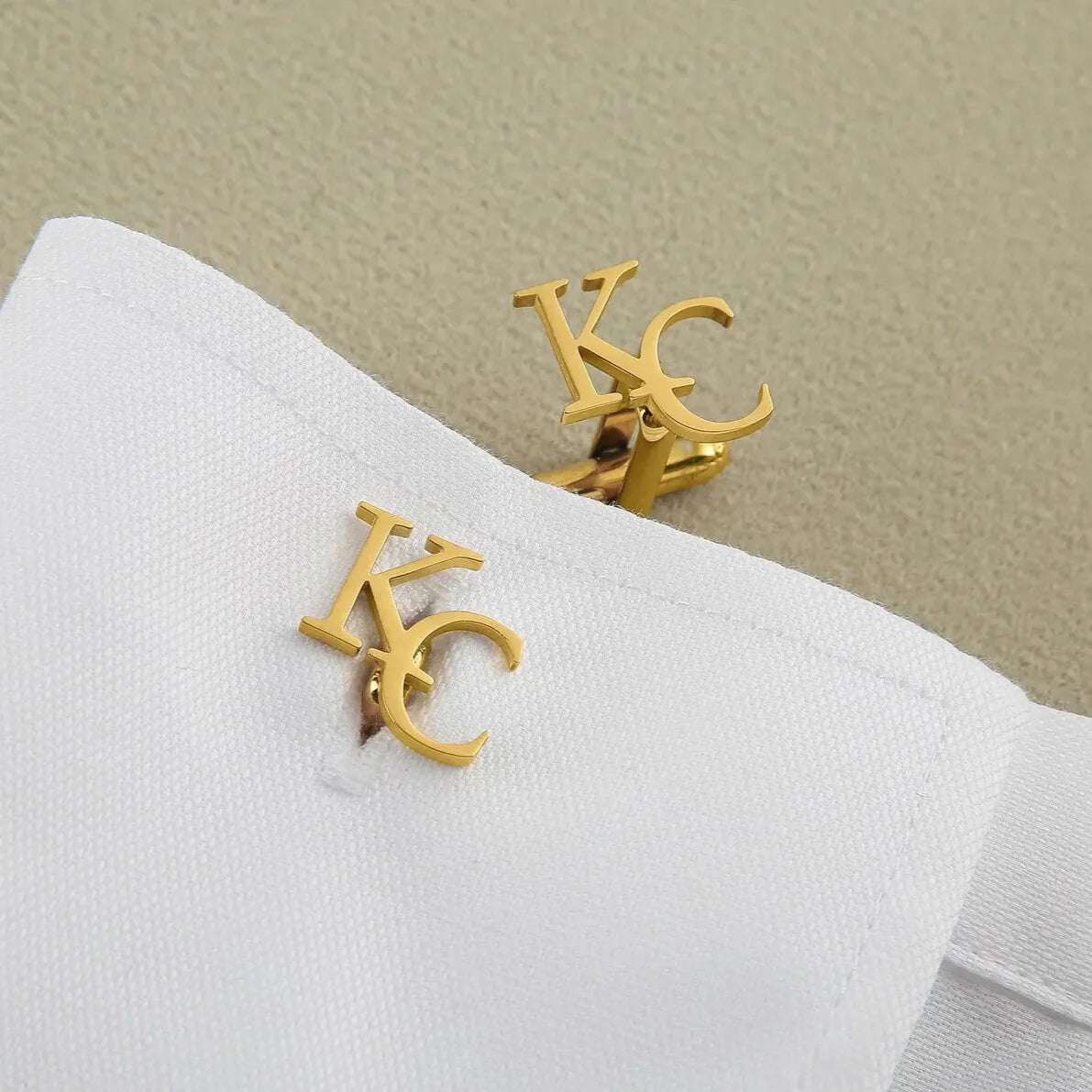 Double Letter Initial Cufflinks – Personalized Engraved Metal Cufflinks for Men