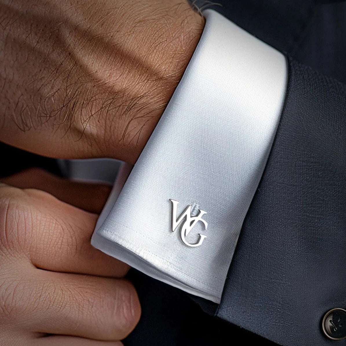 Double Letter Initial Cufflinks – Personalized Engraved Metal Cufflinks for Men
