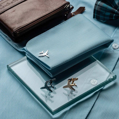 Custom Aeroplane Cufflink - Premium Aviation-Themed Metal Cufflinks for Aviation Enthusiasts - KraftedKey