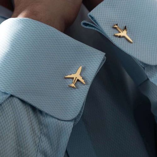 Custom Aeroplane Cufflink - Premium Aviation-Themed Metal Cufflinks for Aviation Enthusiasts - KraftedKey