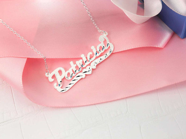 Diamond Cut Name Pendant – Personalized Metal Necklace - KraftedKey