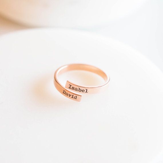 Double Name Engraved Ring – Personalized Couple Jewelry