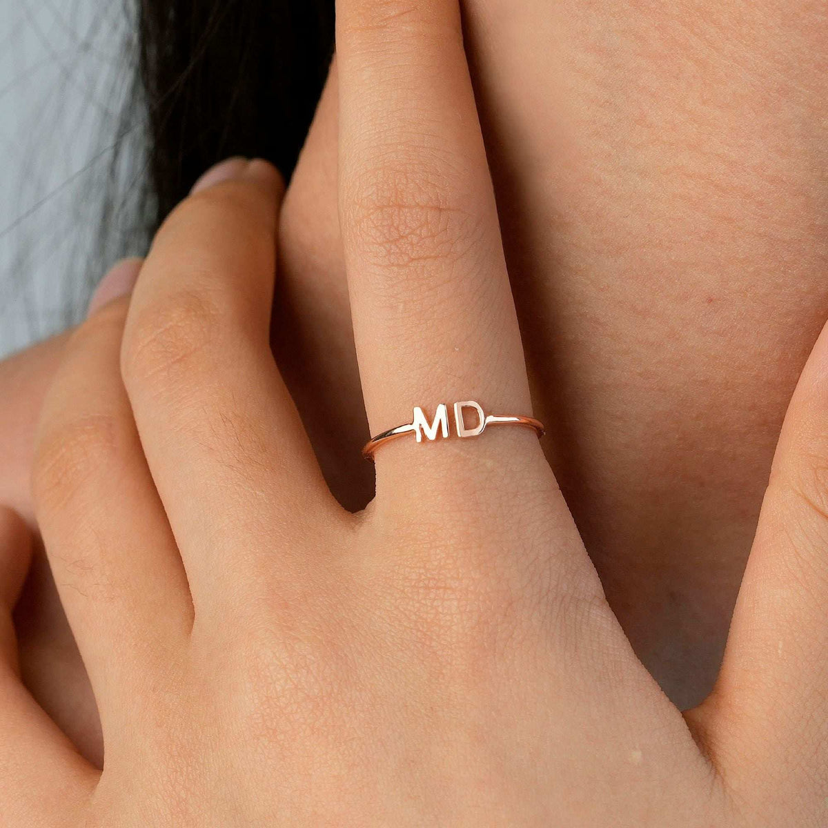 Double Letter Initial Ring – Personalized Minimalist Jewelry